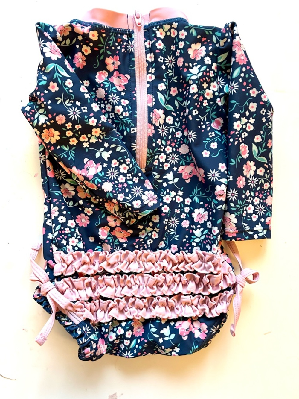 RuffleButts Baby Girl Swimsuit 6-12M Floral One Piece Ruffle Bottom